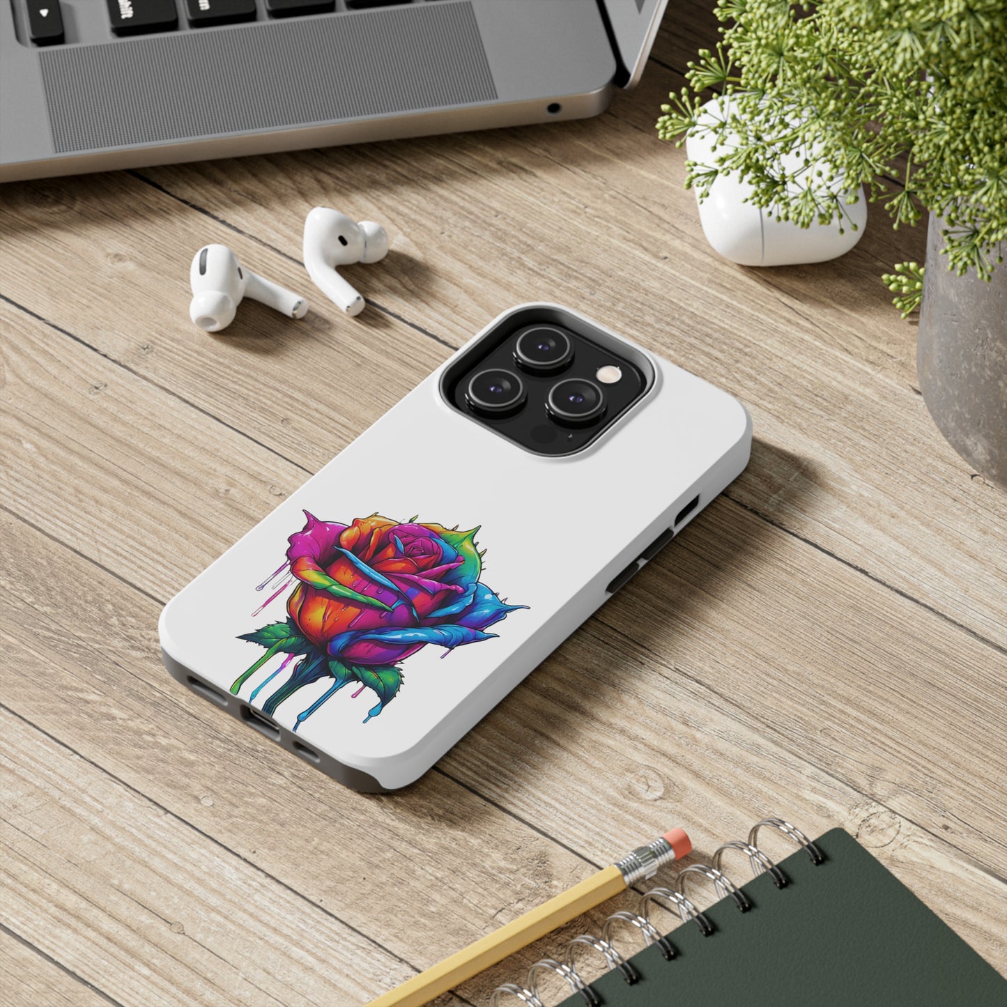 Rose Bleeding Colors On White Tough Phone Cases