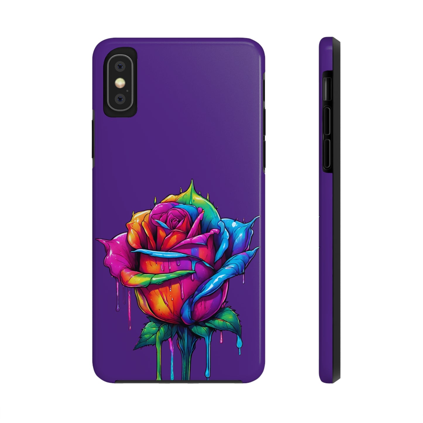 Rose Bleeding Colors on Purple Tough Phone Cases