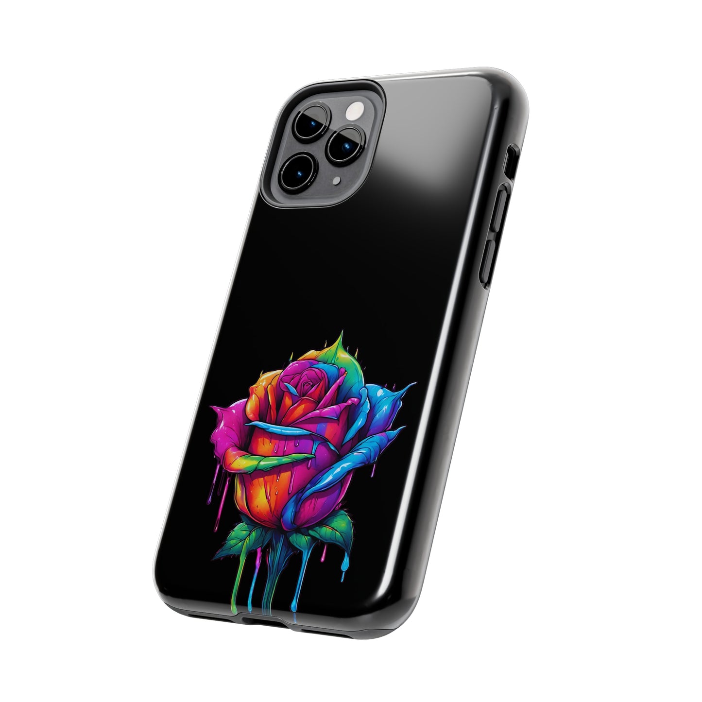 Rose Bleeding Colors on Black Tough Phone Cases