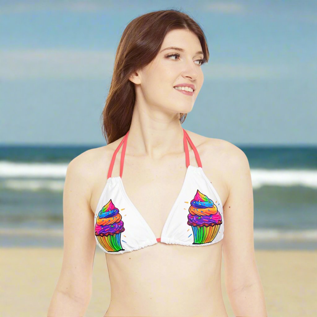 Neon Cupcake Strappy Bikini Set