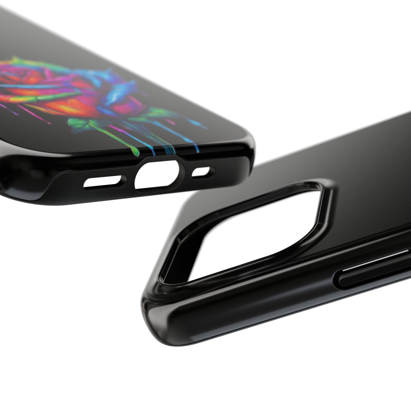 Rose Bleeding Colors on Black Tough Phone Cases