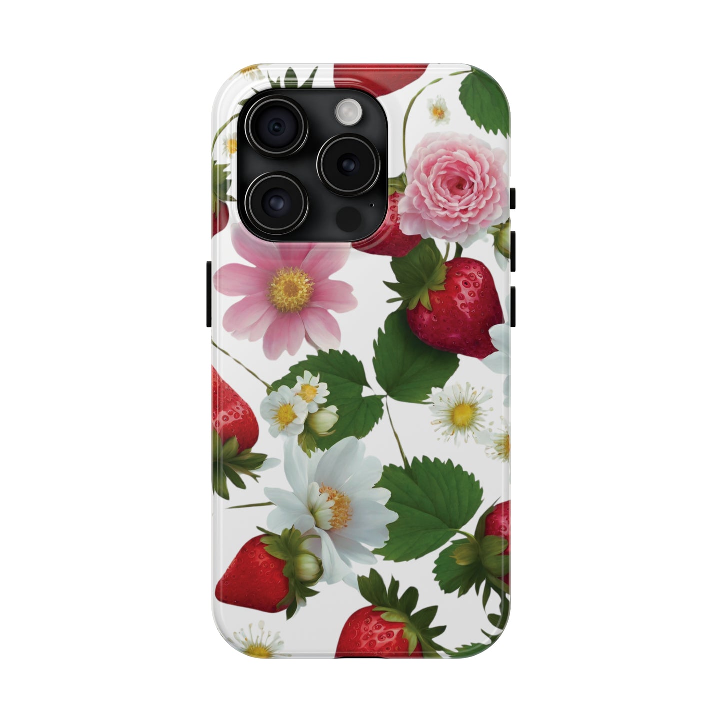 Floral Strawberries Design Tough Phone Cases