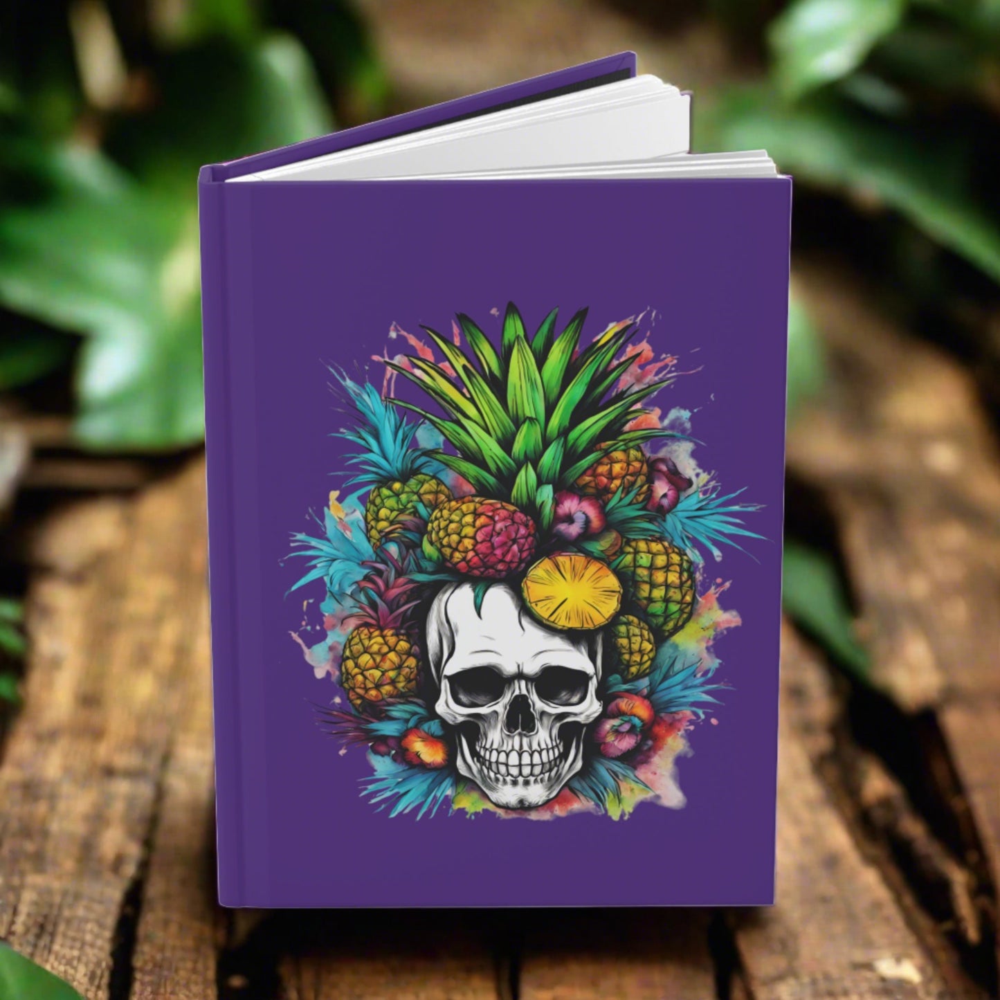 Colorful Mamba Skull on Purple Hardcover Journal Matte