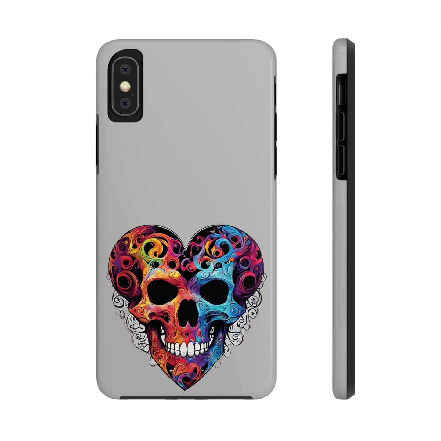 Colorful Heart Skull Tough Phone Cases