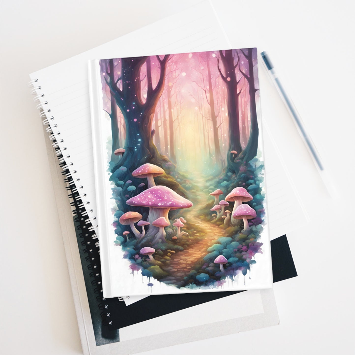 Fantasy-Pilzwald-Tagebuch – Rosa Verzauberter Pfad Leeres Notizbuch zum Schreiben und Skizzieren