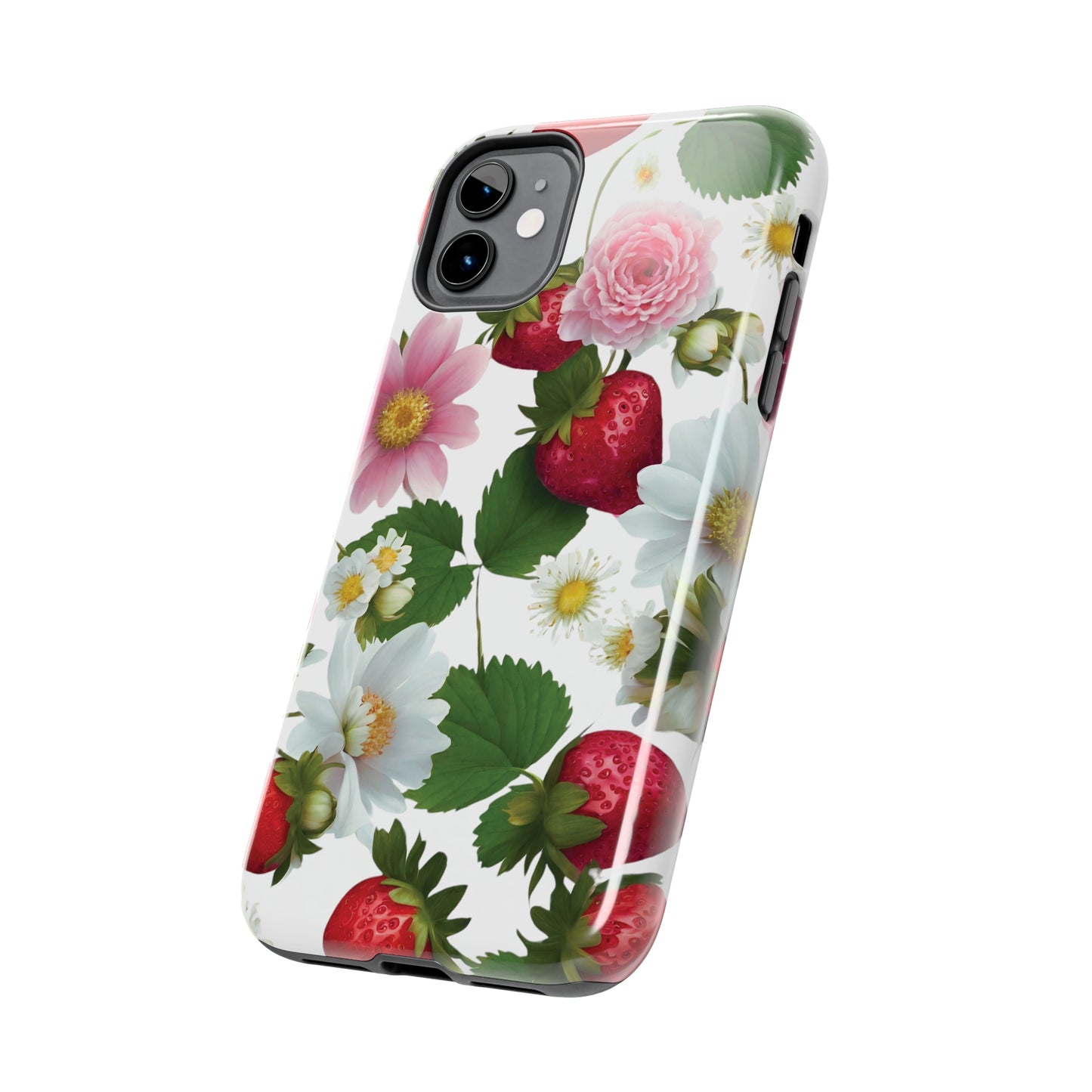 Floral Strawberries Design Tough Phone Cases