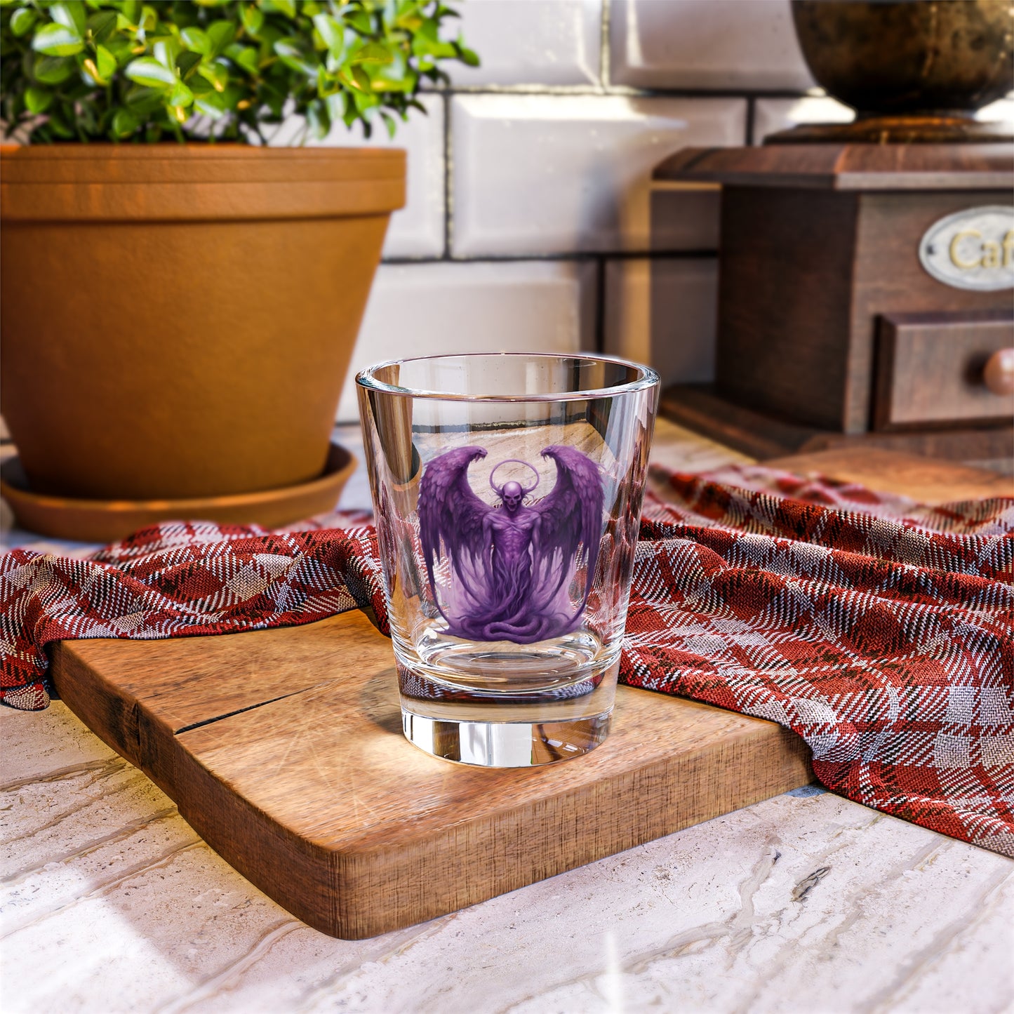 Purple Demon with Wings, Shot Glass, 1.5oz