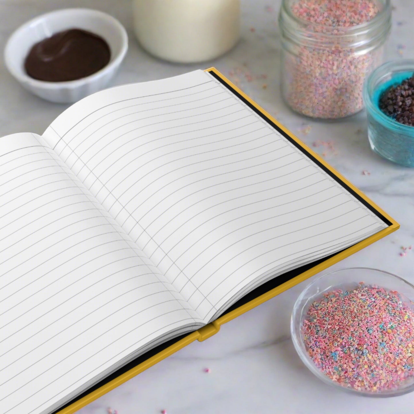Neon Cupcake on Yellow Hardcover Journal Matte
