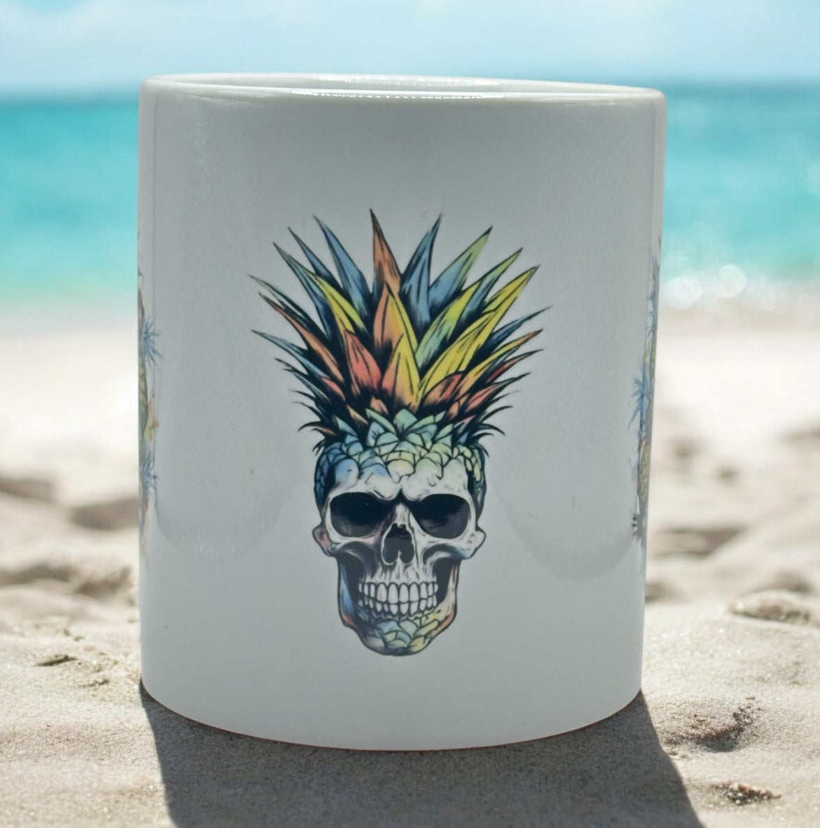 11oz White Ceramic Mamba Skulls & Rainbow Pineapple Skull Mug