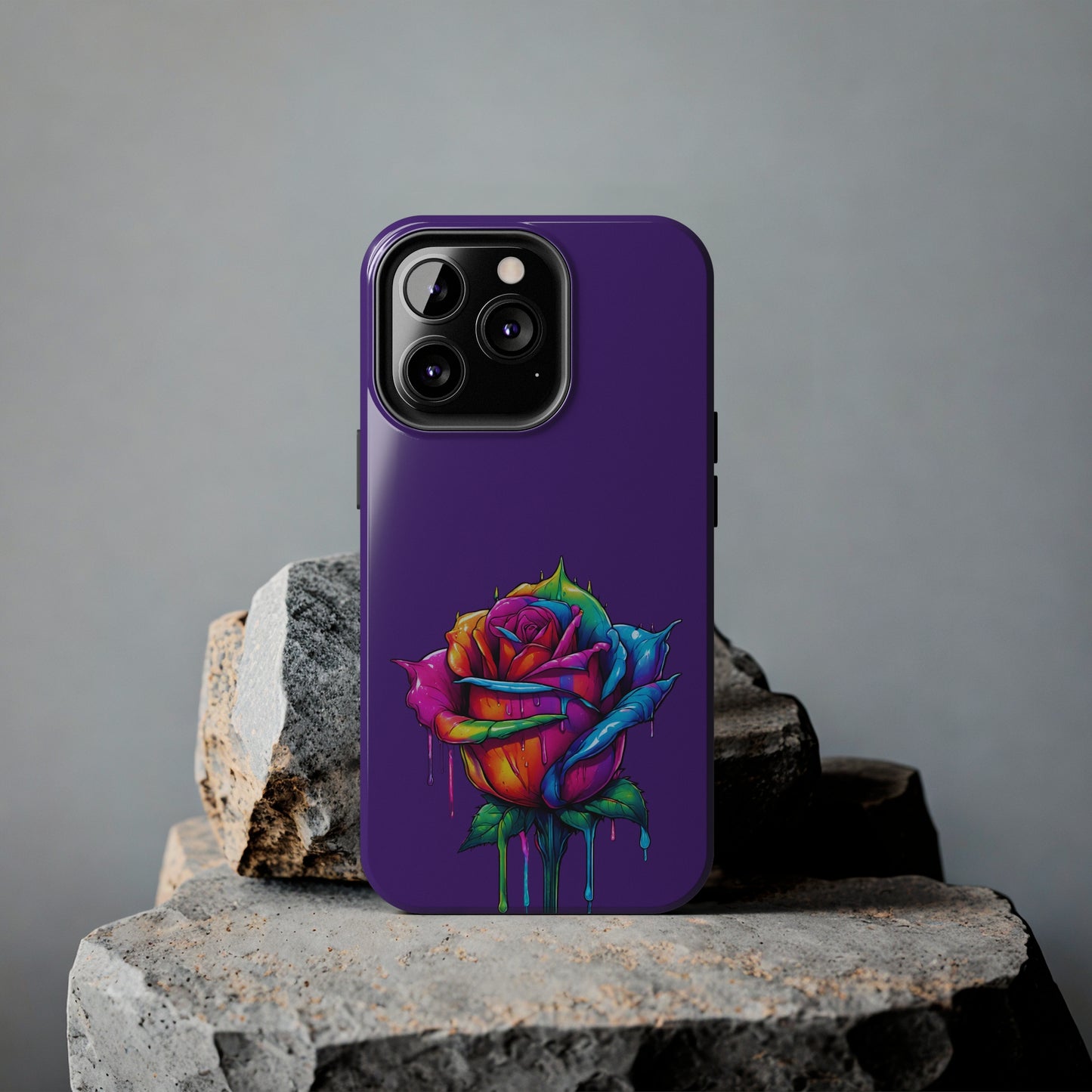 Rose Bleeding Colors on Purple Tough Phone Cases