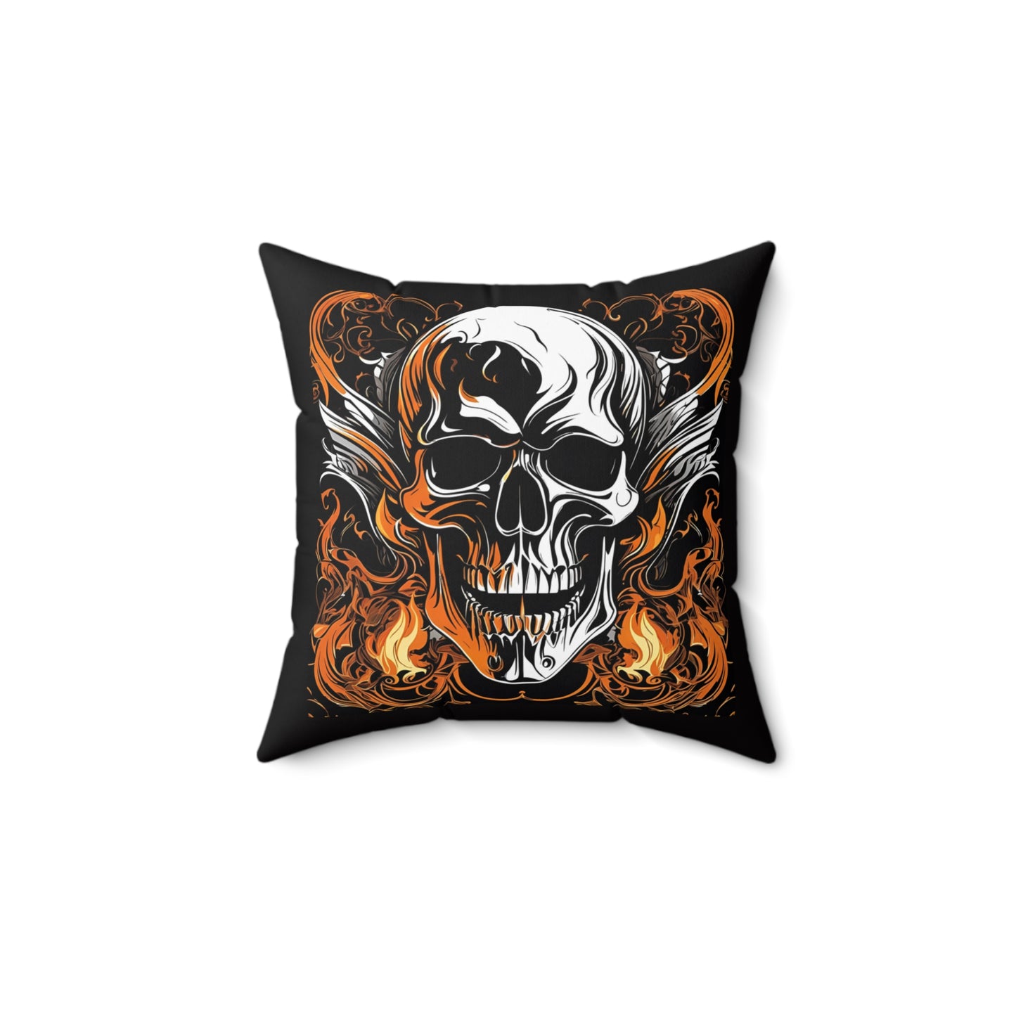 Flaming Skull- Both Sides Square Decorative Pillow