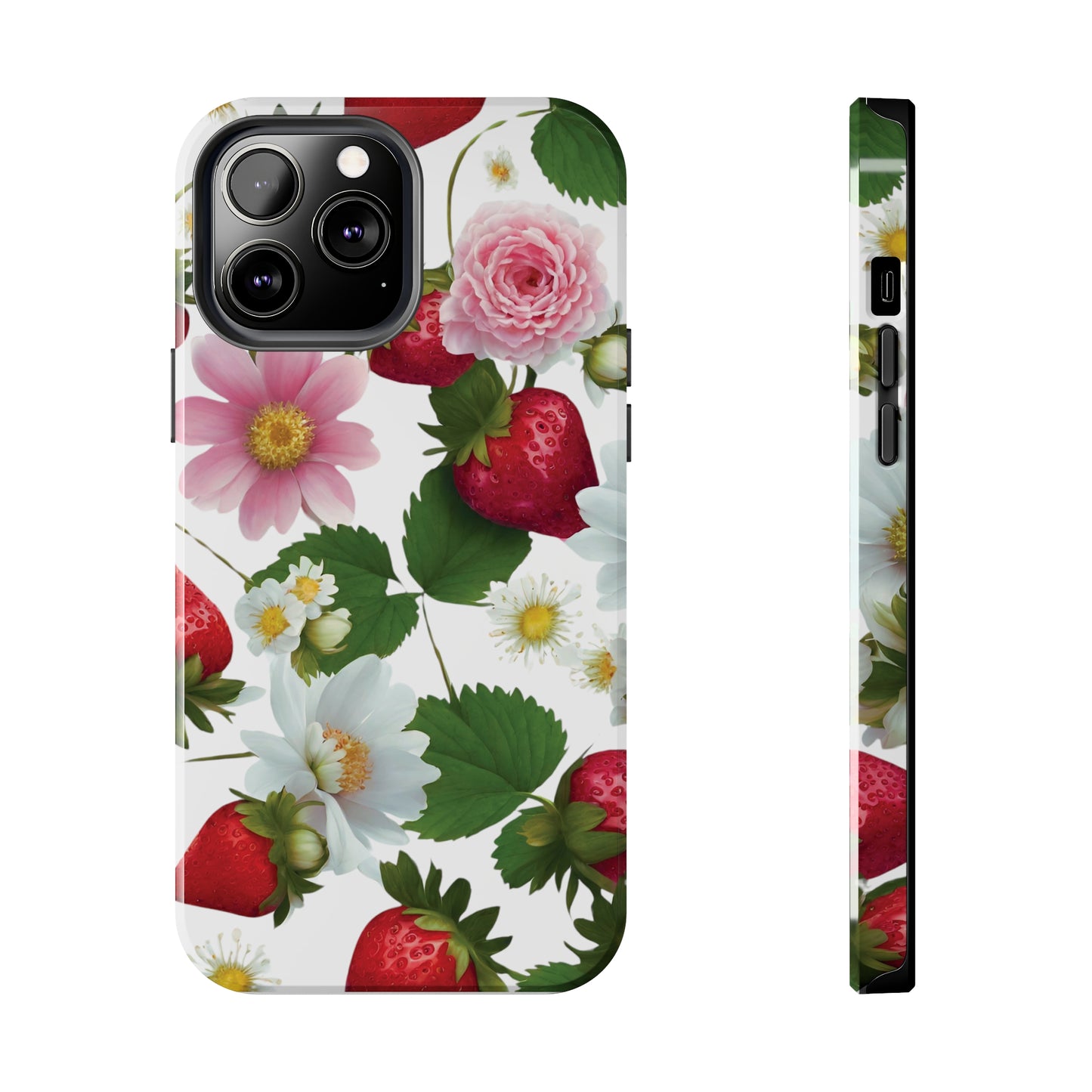 Floral Strawberries Design Tough Phone Cases