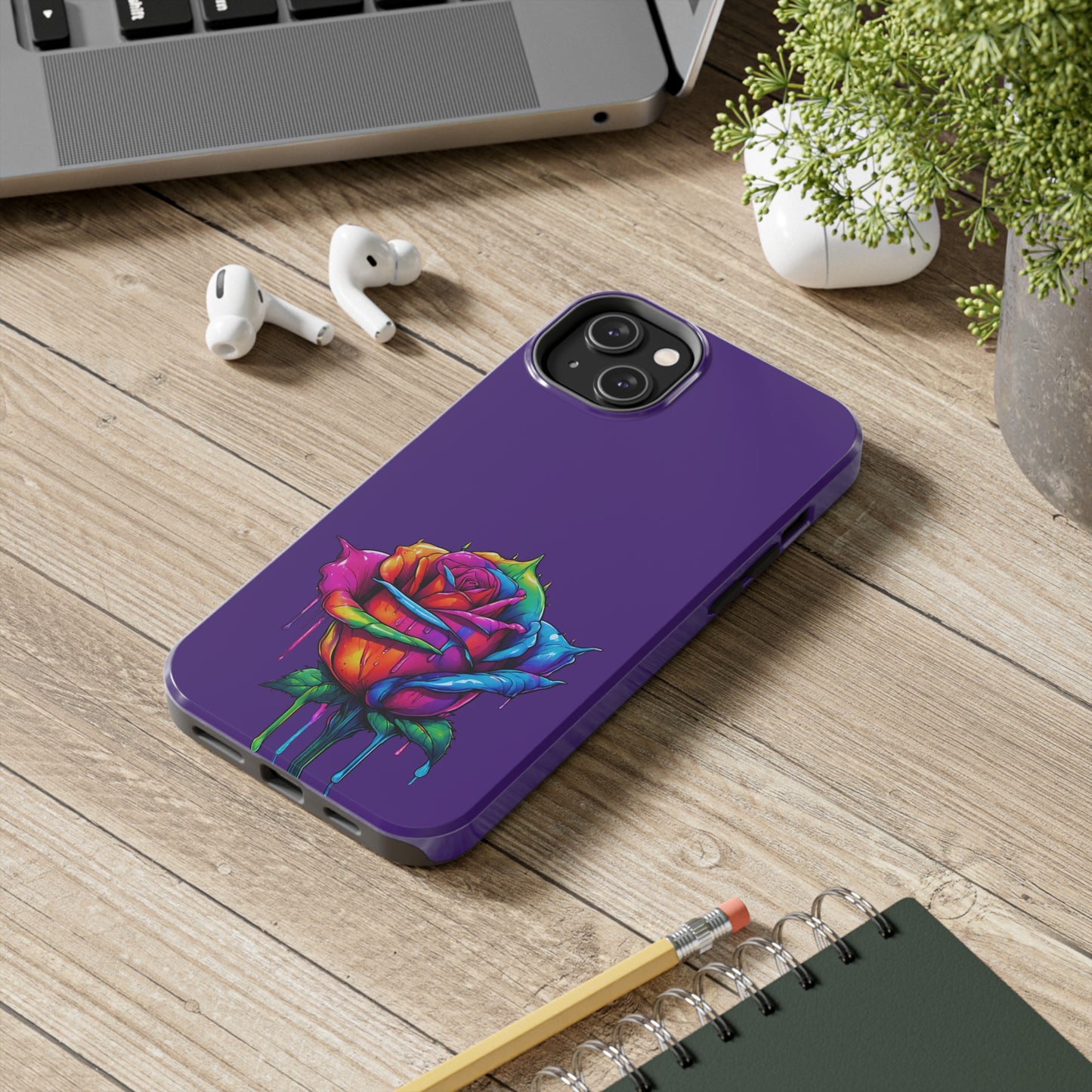 Rose Bleeding Colors on Purple Tough Phone Cases