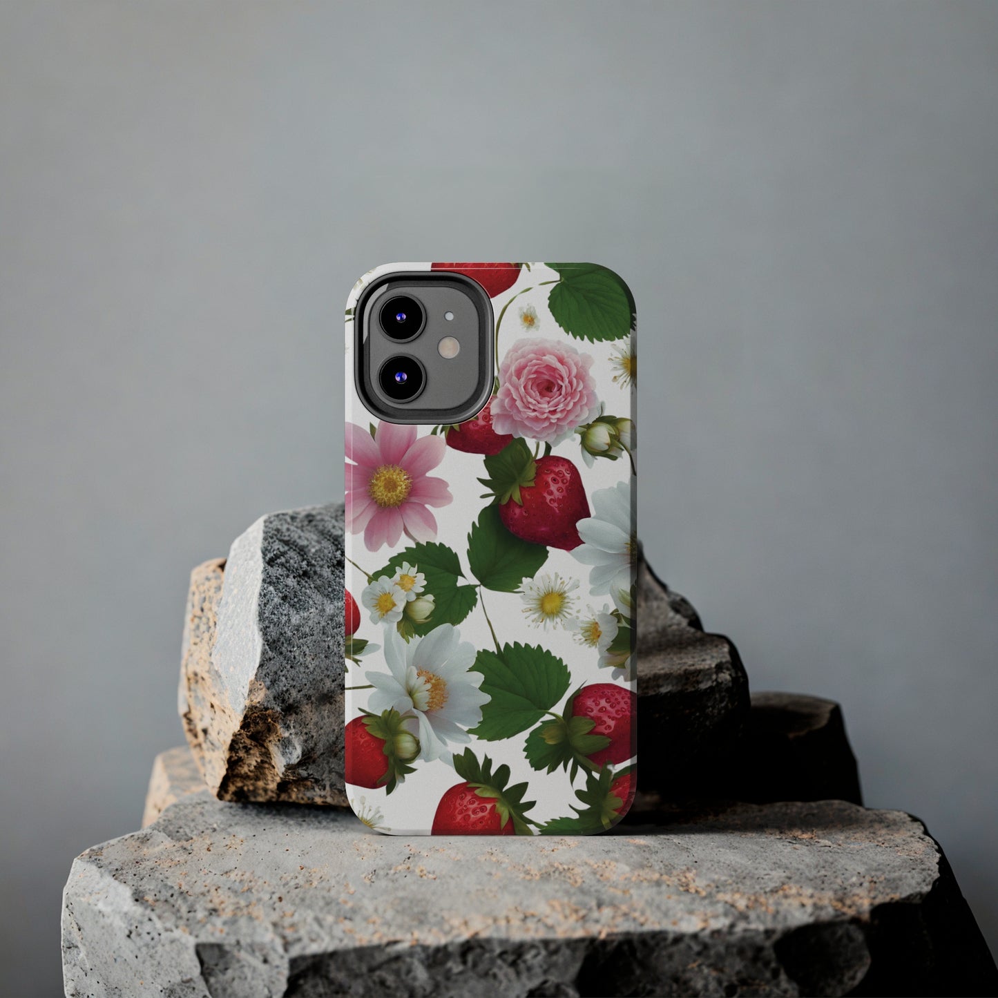 Floral Strawberries Design Tough Phone Cases