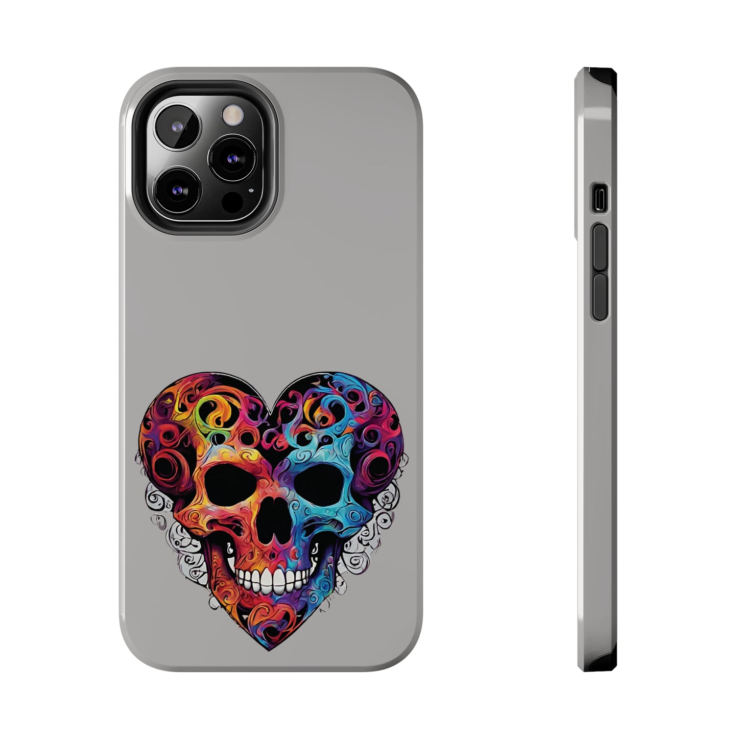 Colorful Heart Skull Tough Phone Cases