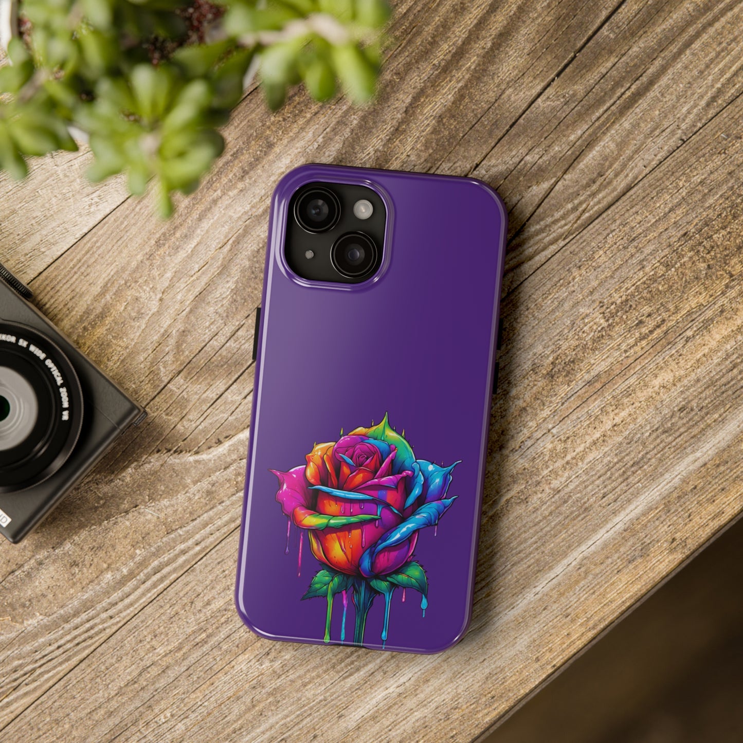 Rose Bleeding Colors on Purple Tough Phone Cases
