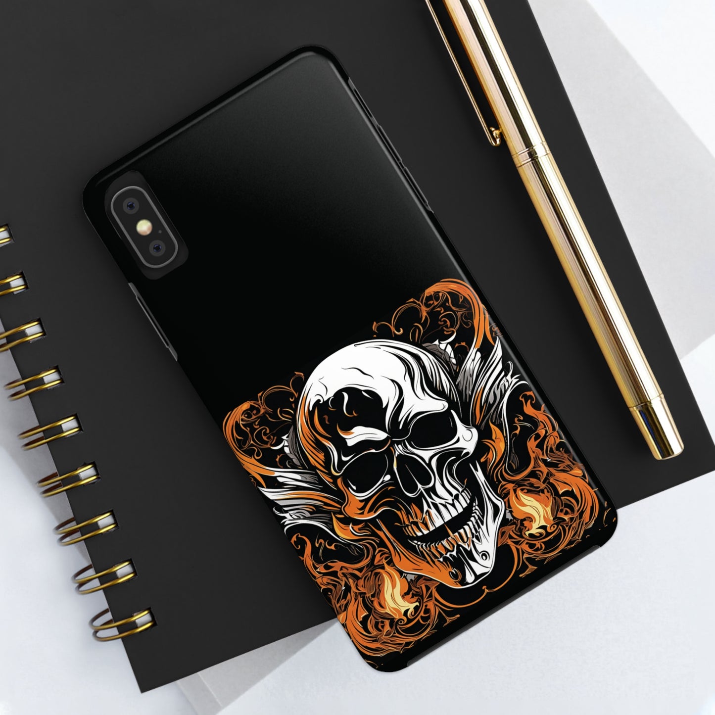 Flaming Skull Design Tough Phone Cases