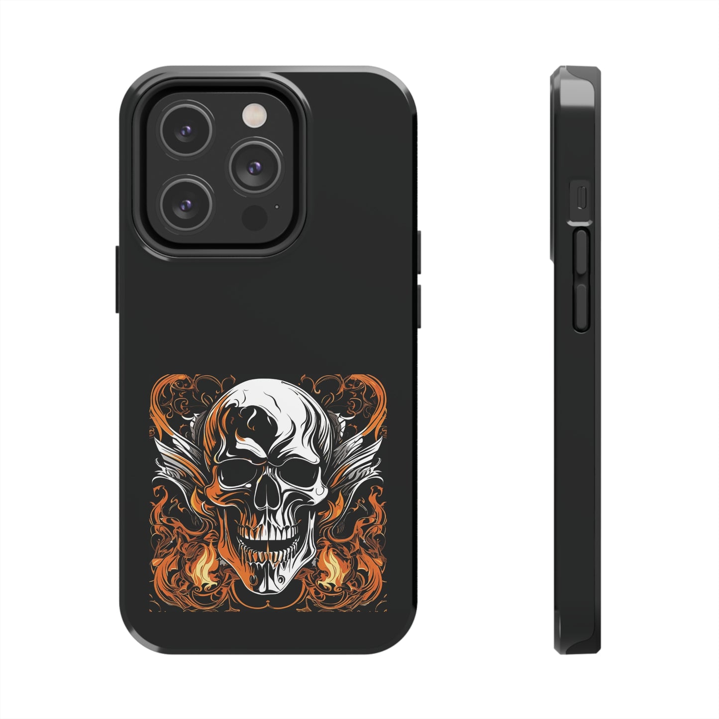 Flaming Skull Design Tough Phone Cases