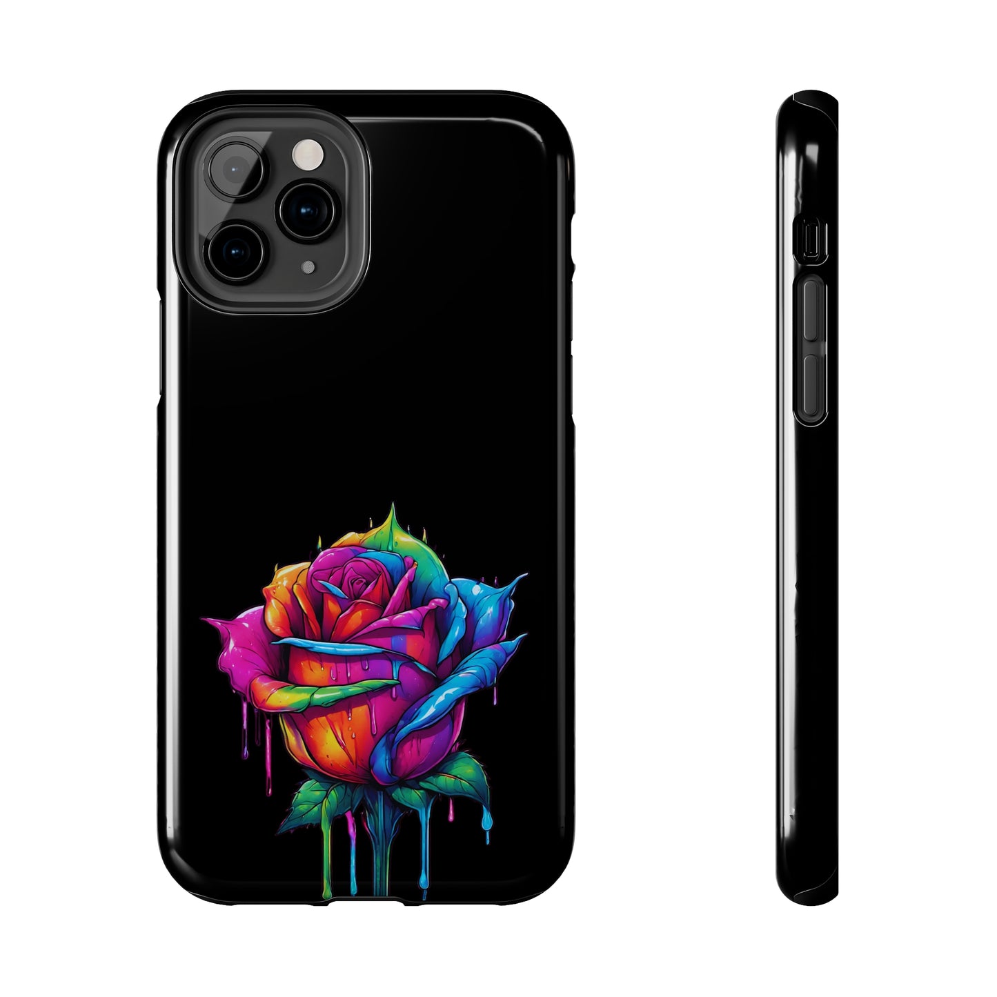 Rose Bleeding Colors on Black Tough Phone Cases