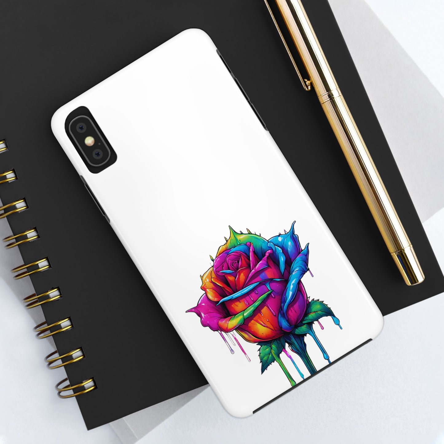 Rose Bleeding Colors On White Tough Phone Cases