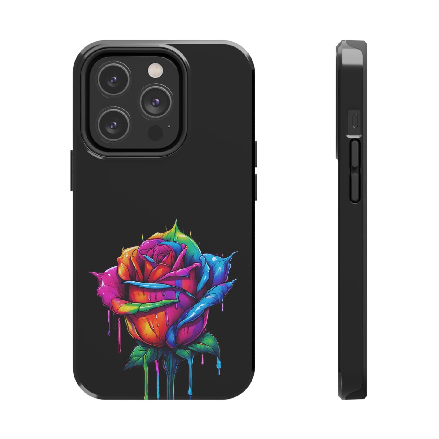Rose Bleeding Colors on Black Tough Phone Cases