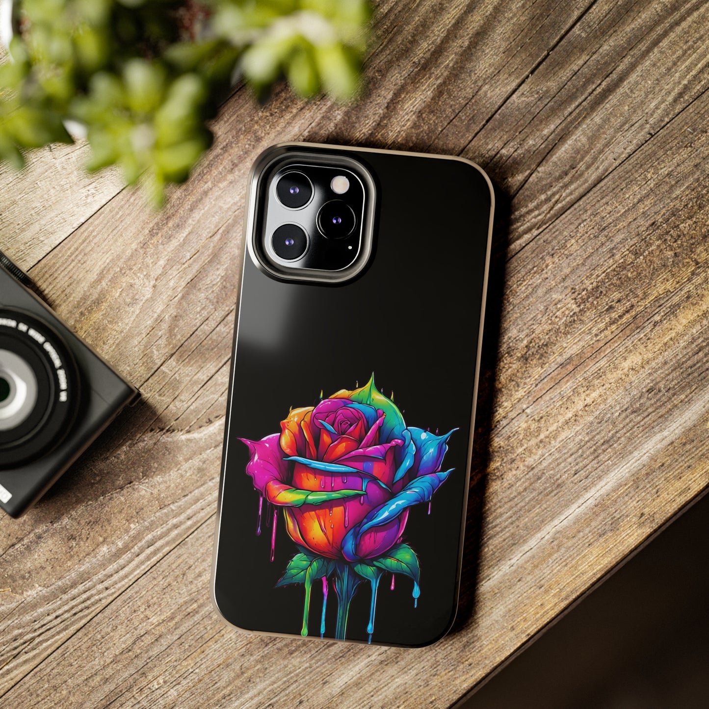 Rose Bleeding Colors on Black Tough Phone Cases