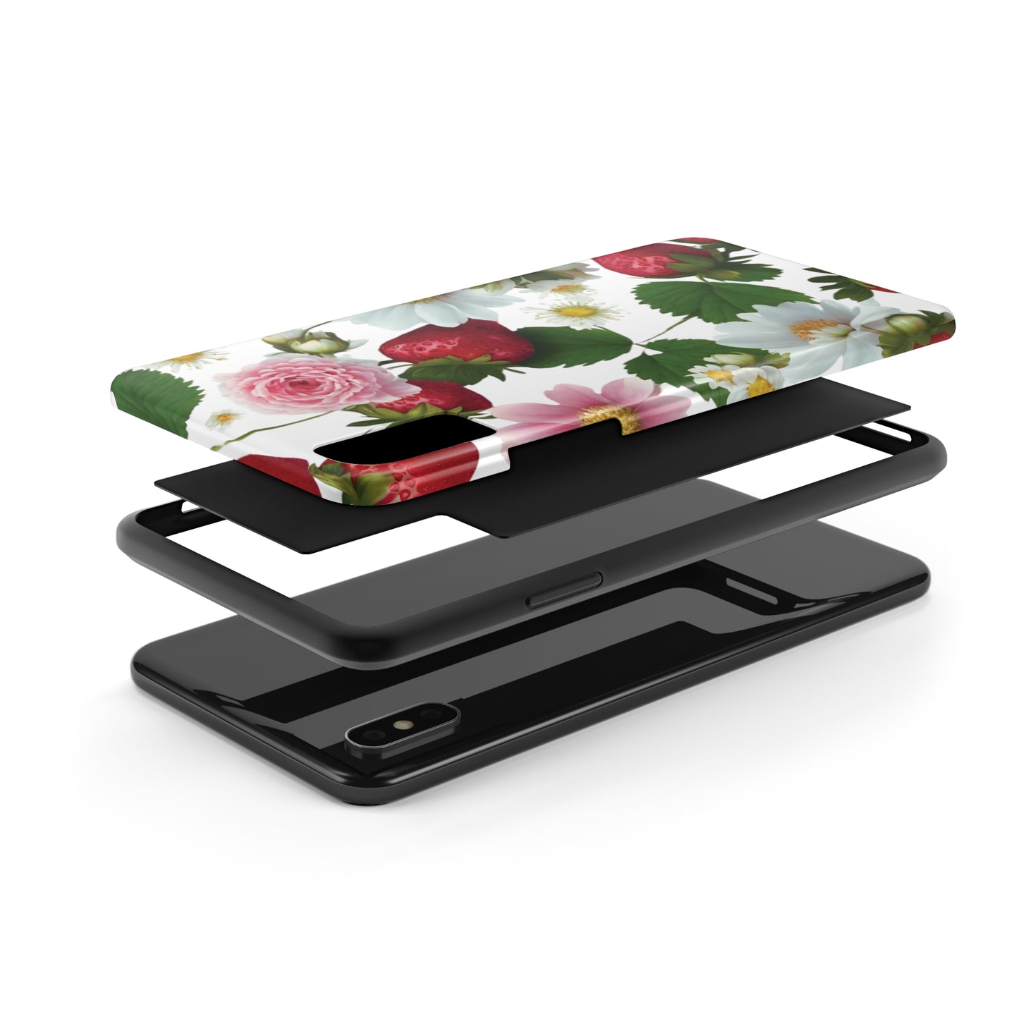Floral Strawberries Design Tough Phone Cases