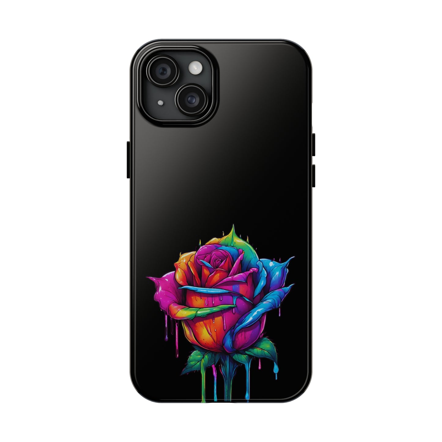 Rose Bleeding Colors on Black Tough Phone Cases