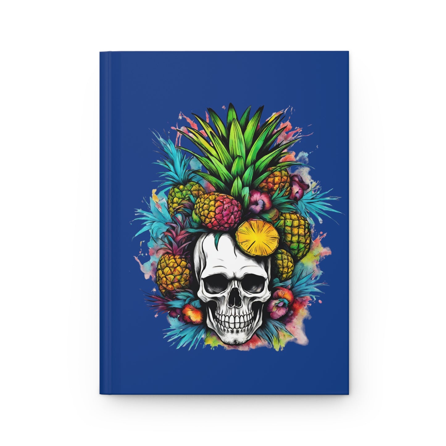 Colorful Mamba Skull on Dark Blue Hardcover Journal Matte