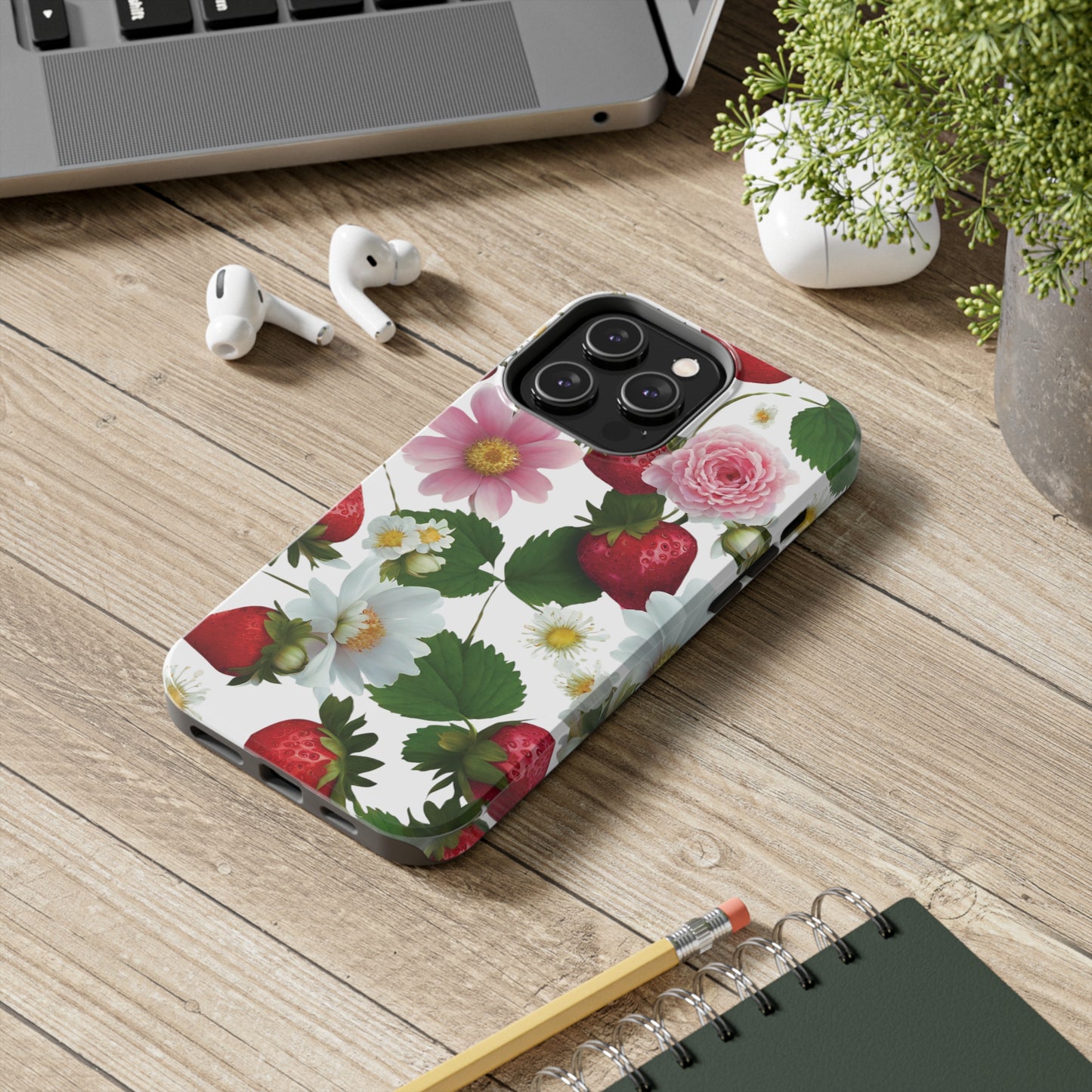 Floral Strawberries Design Tough Phone Cases