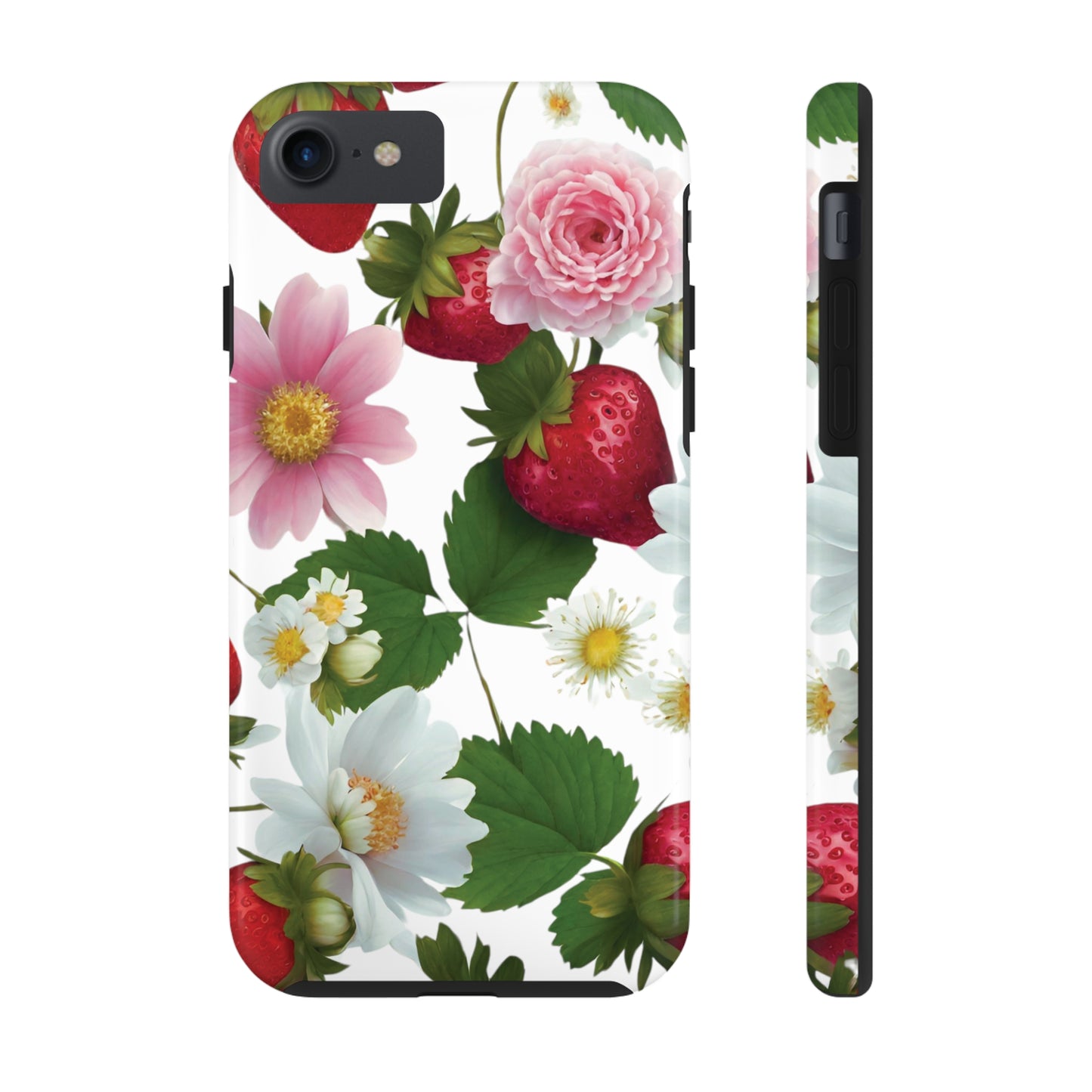 Floral Strawberries Design Tough Phone Cases