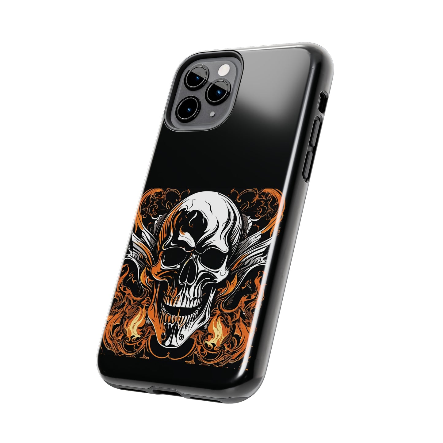 Flaming Skull Design Tough Phone Cases