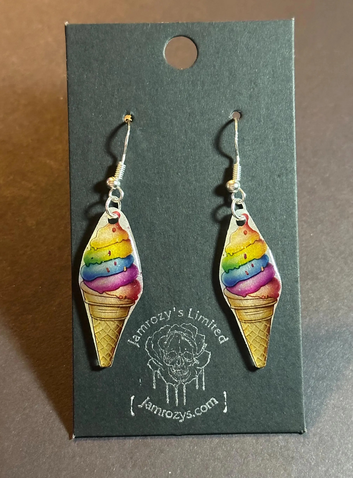 Neon Soft Serve Ice Cream on Cones Dangle Earrings