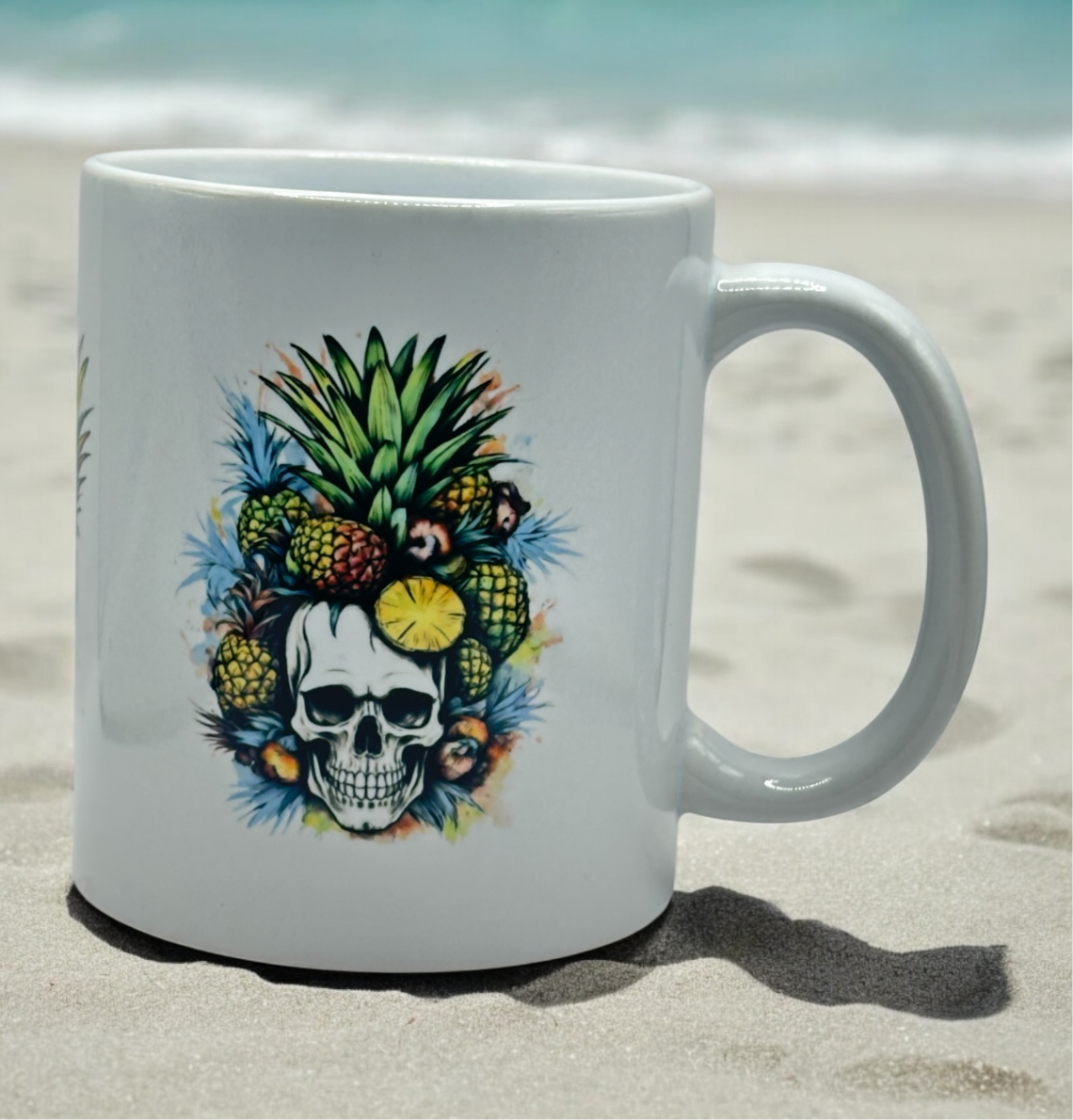 11oz White Ceramic Mamba Skulls & Rainbow Pineapple Skull Mug