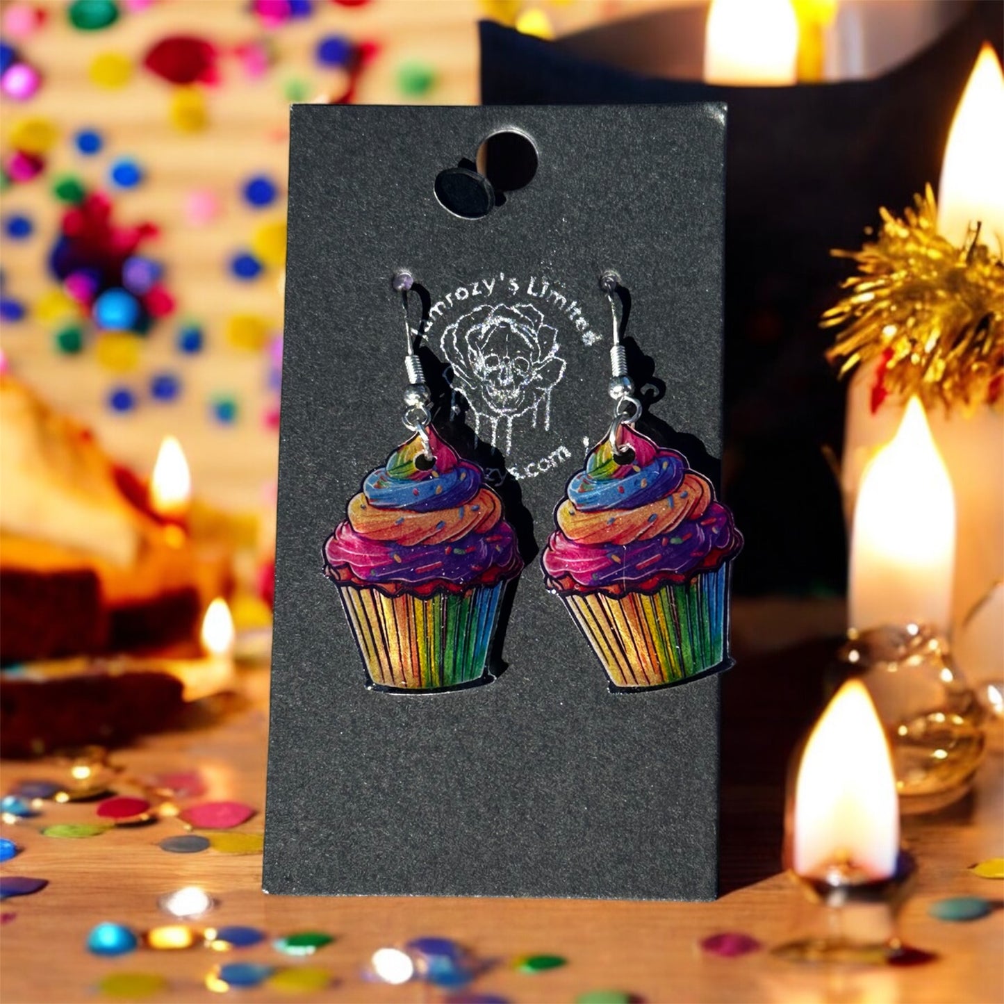 Neon Cupcake Dangle Earrings