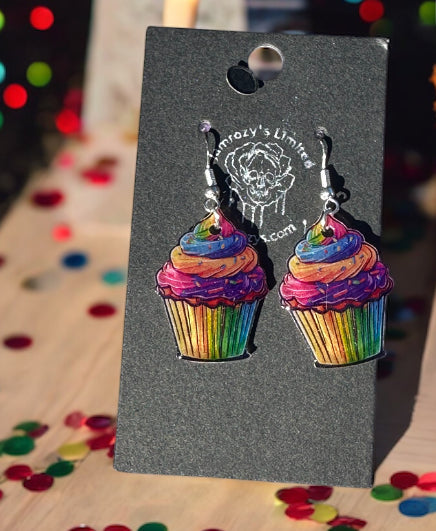 Neon Cupcake Dangle Earrings