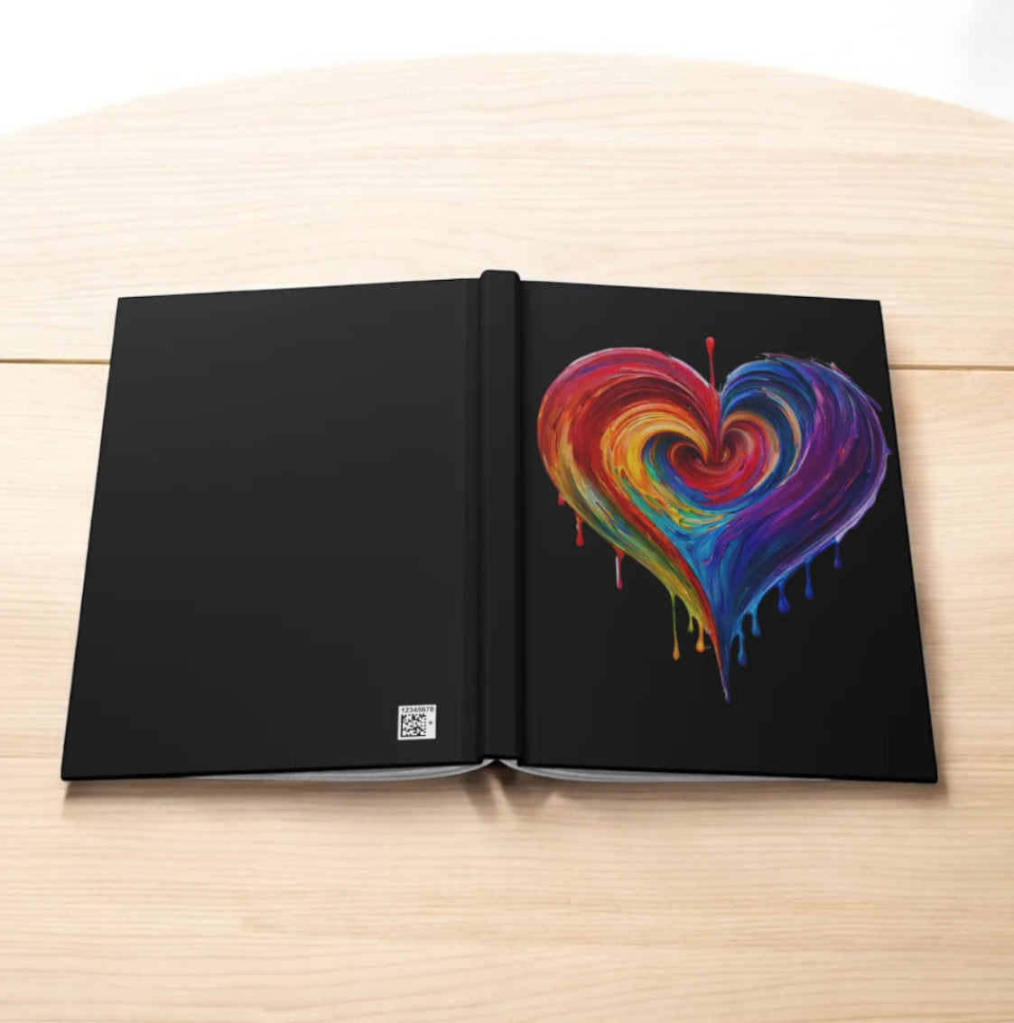 Heart Bleeding Colors on Black Hardcover Journal Matte