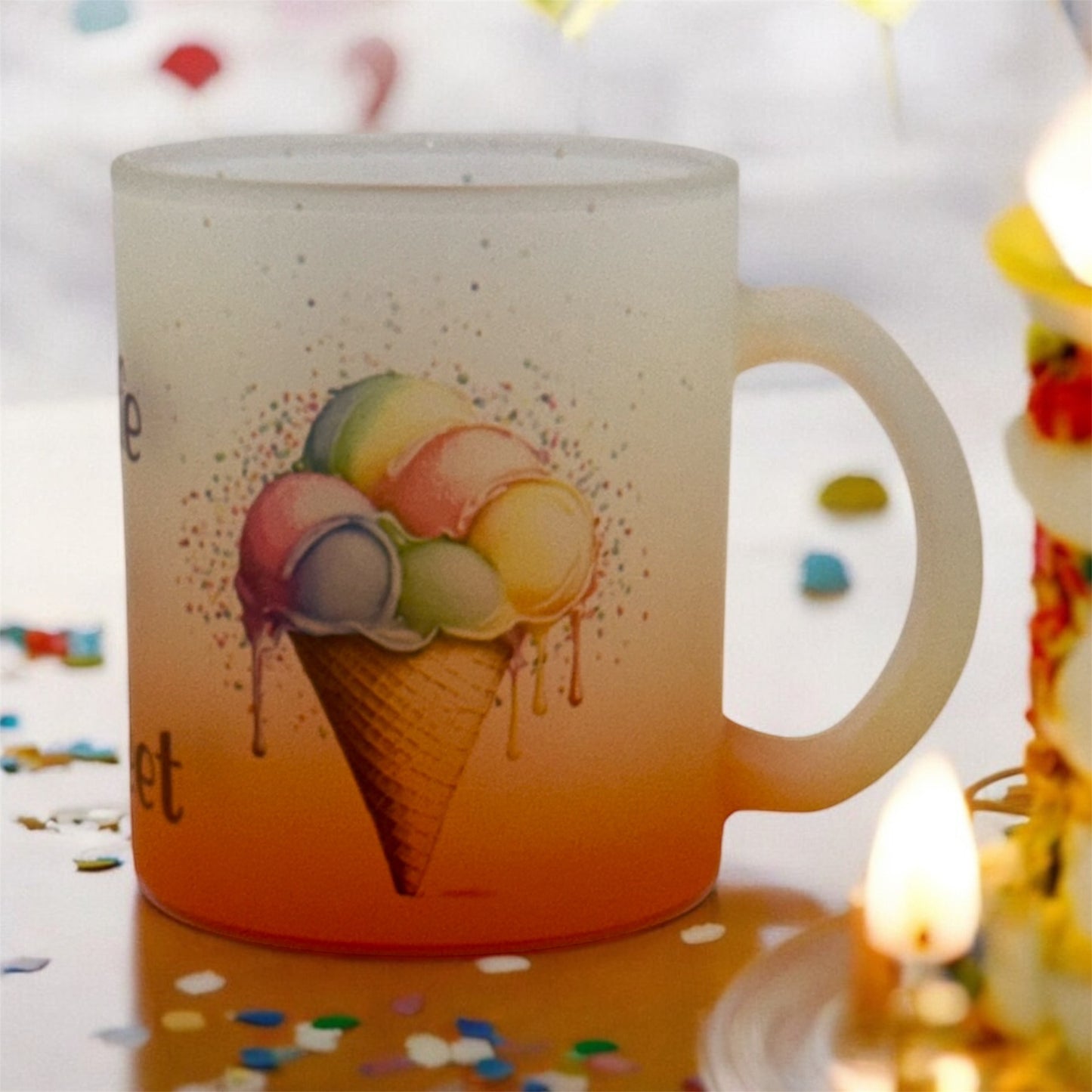 11oz Gradient Frosted Mug “Life Is Sweet” in Orange or Green