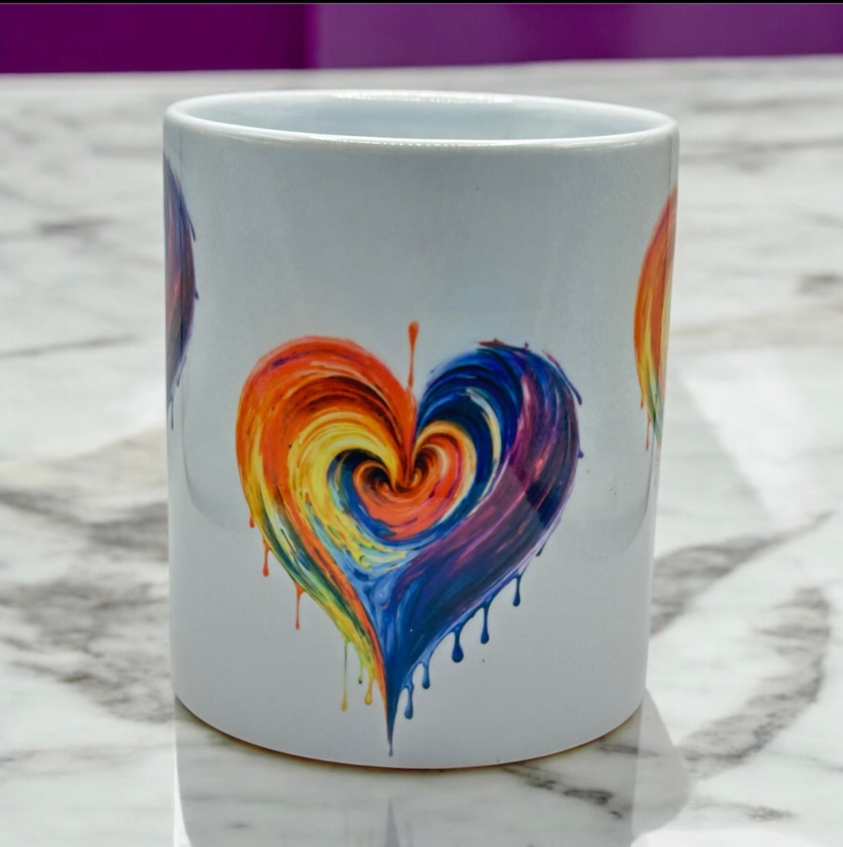 11oz White Ceramic Bleeding Hearts Mug