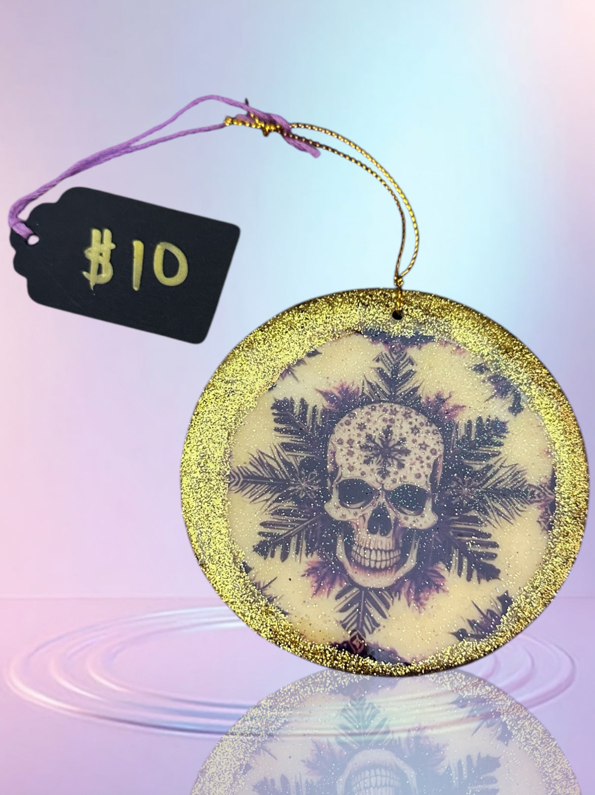 Glittery Skull Snowflake Ornaments