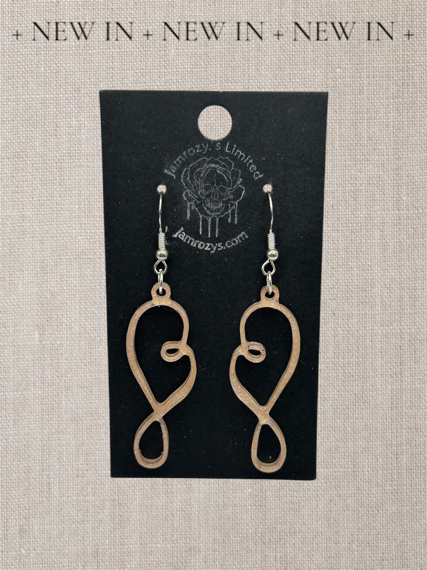 Golden Rubberband Heart Dangle Earrings