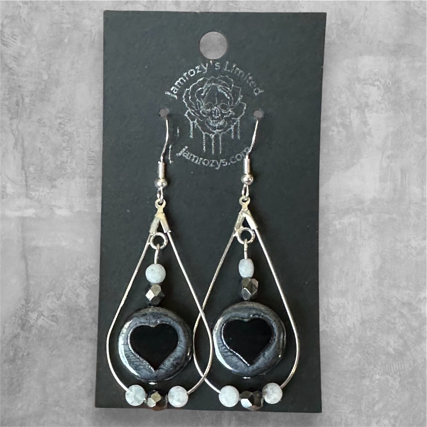 Moonstone Heart Drop Earrings