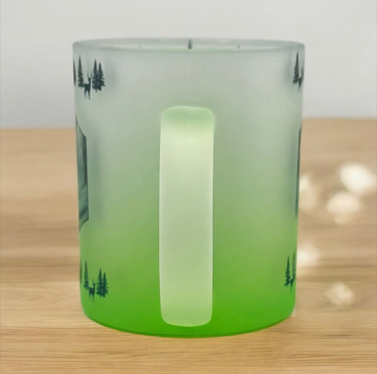 11oz Orange or Green Gradient Frosted Mug with Blue Deer and Border