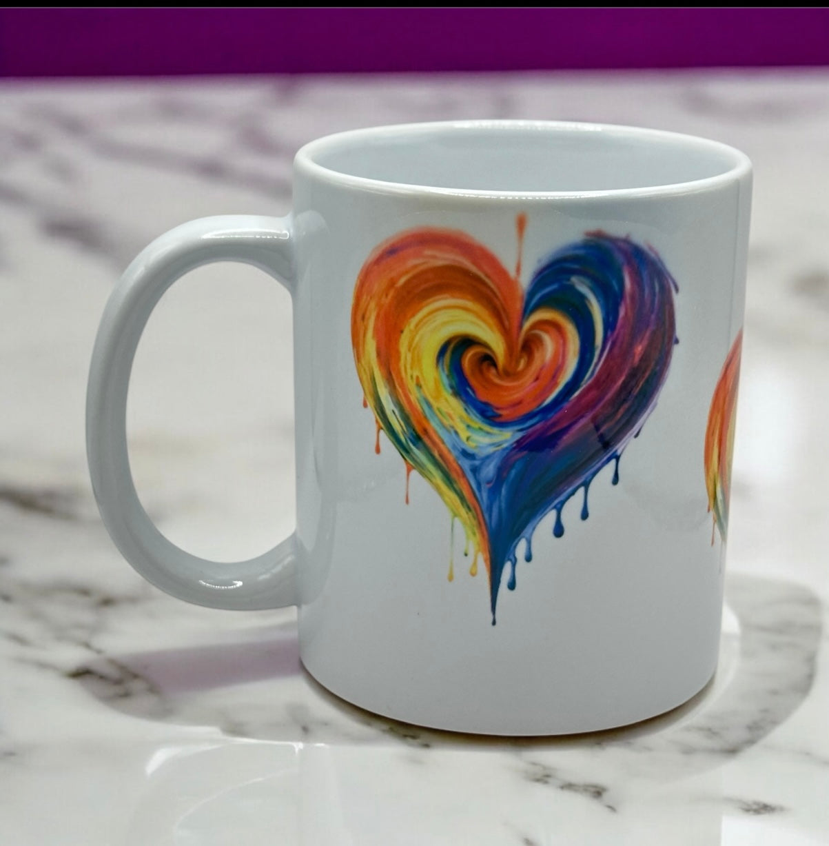 11oz White Ceramic Bleeding Hearts Mug