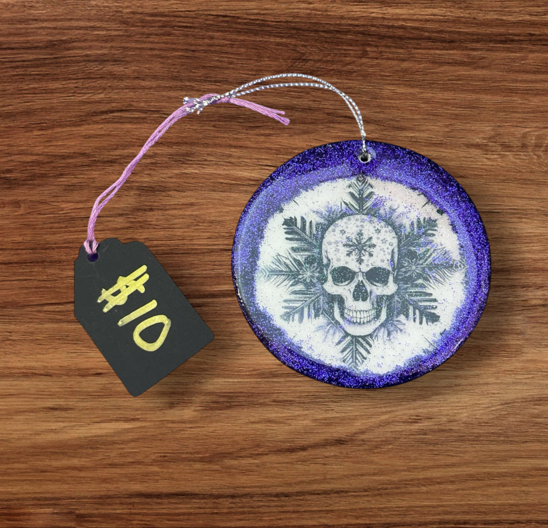 Glittery Skull Snowflake Ornaments