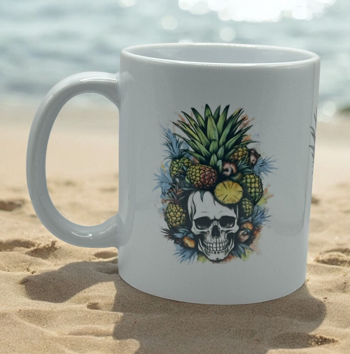11oz White Ceramic Mamba Skulls & Rainbow Pineapple Skull Mug