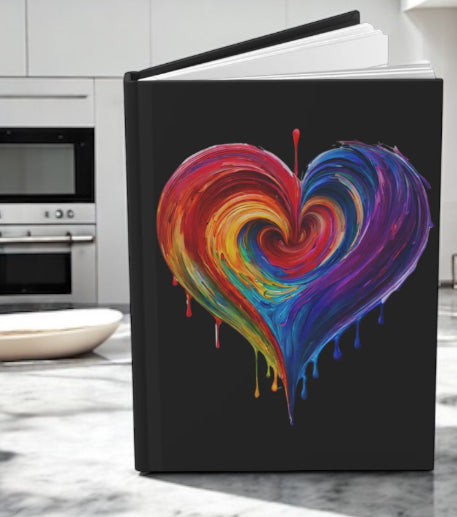 Heart Bleeding Colors on Black Hardcover Journal Matte
