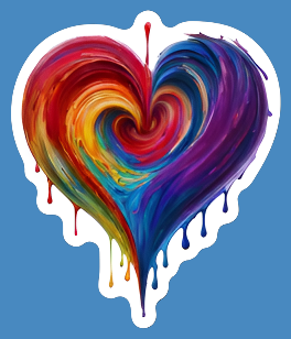 Rainbow Heart Bleeding Colors Sticker Approx 1"X1" & 3"X3"