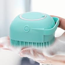 Dog/Puppy Massage Brush Hair Fur Grooming Cleaning Brush Soft Silicone Shampoo Dispenser
