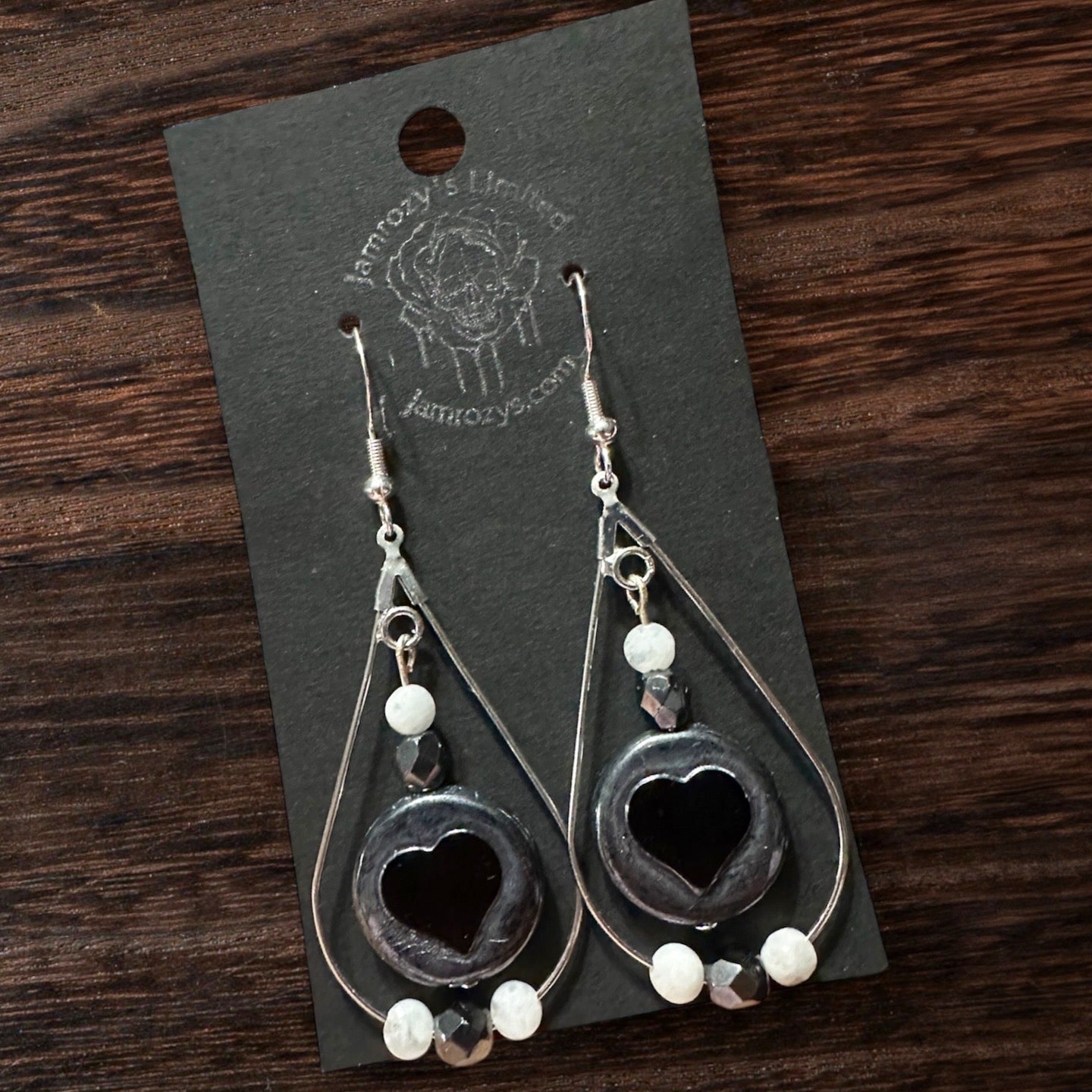 Moonstone Heart Drop Earrings